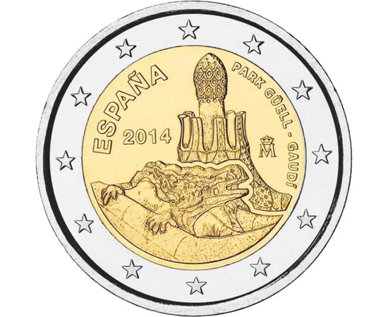 2 euro, Valoare nominală, harta UE, cupru, nichel, 8,5 g, Spania, 2014