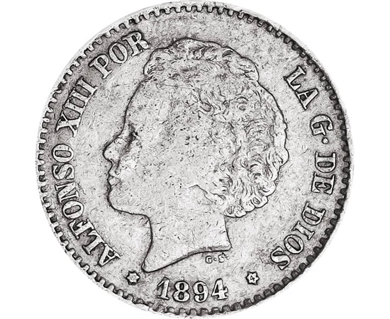 50 centimo Stemă  argint de 835/1000 25 g Spania 1894