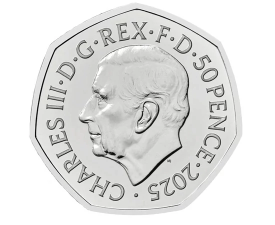 50 pence Charles al III-lea  cupru nichel 8 g Marea Britanie 2025