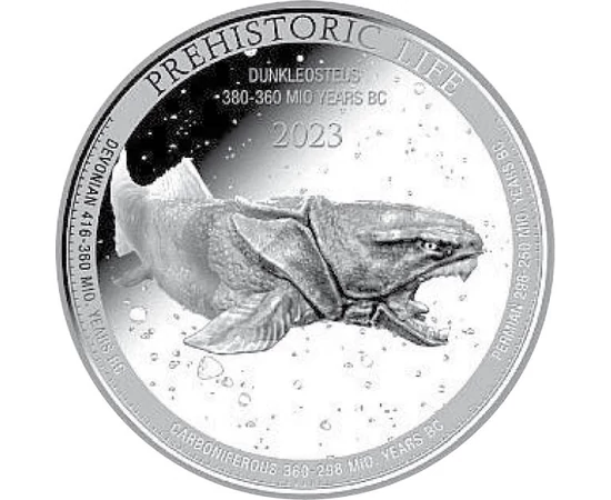 KON/ 20 franci, Dunkleosteus, 1uAg, 2023, Congo