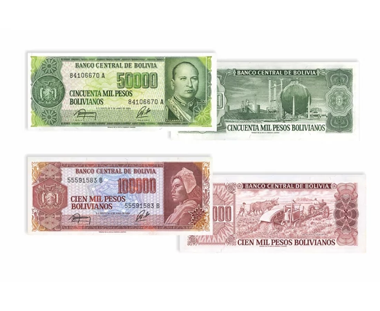 1000, 5000, 10000, 50000, 100000 pesos boliviano, ,  , 0, Bolivia, 1982-1984