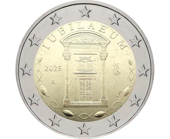 2 euro, Poarta Sfântă, cupru, nichel, 8,5 g, Italia, 2025