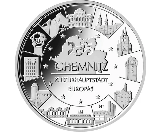 20 euro, Clădiri emblematice din Chemnitz, argint de 925/1000, 18 g, Germania, 2025