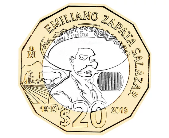 20 peso, Zapata, , , cupru, nichel, 12,67 g, Mexic, 2019