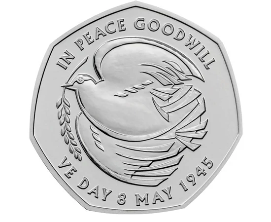 50 pence, Porumbelul păcii, cupru, nichel, 8 g, Marea Britanie, 2025