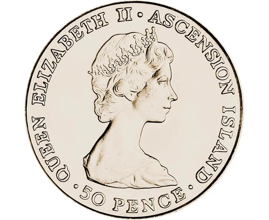 50 pence Elisabeta a II-a  cupru nichel 2830 g Ascension 1984