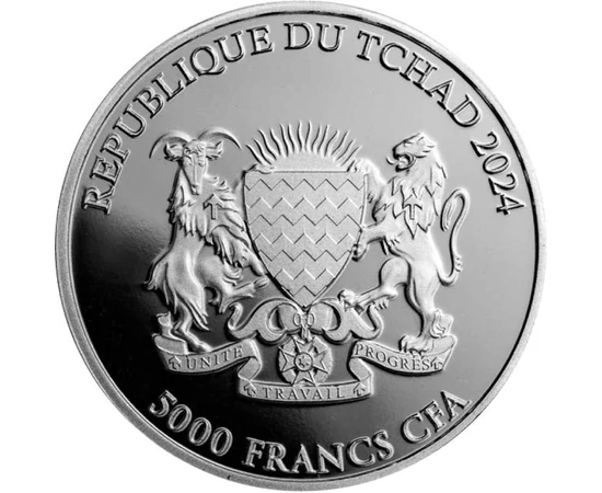 CHAD/ 5000 franci Panda roşu1uAg2024 Republica Ciad