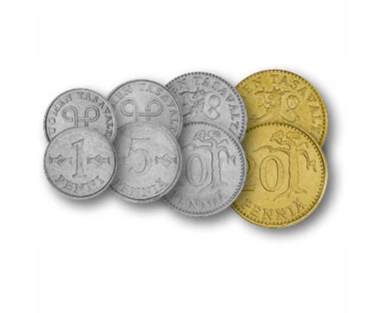 1, 5, 10, 20, 50 pennia, 1, 5 markkaa, ,  , 0, Finlanda, 1963-1993