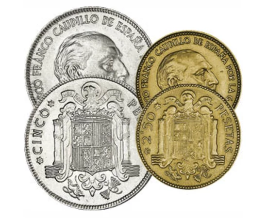 10 50 centimo 1 25 5 peseta    0 Spania 1949-1963
