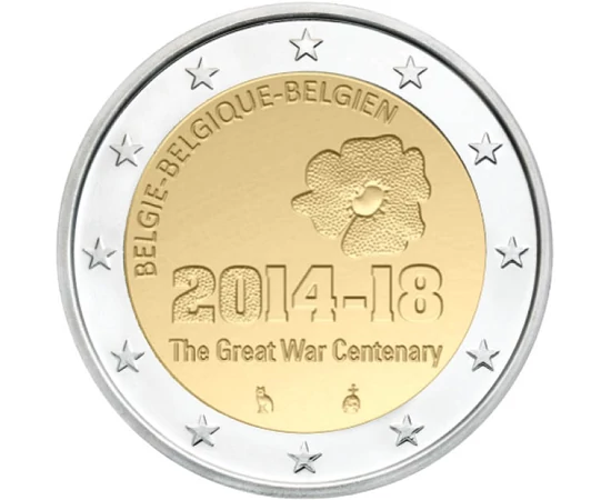 2 euro, Floarea de mac, , cupru, nichel, 8,5 g, Belgia, 2014