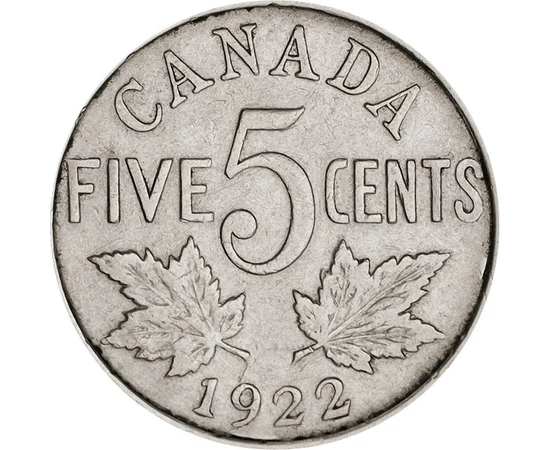 5 cenţi Frunza de arţar   nichel 454 g Canada 1922-1936