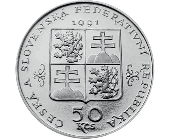 50 coroane Stemă   argint de 700/1000 7 g Cehoslovacia 1991