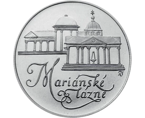 50 coroane, Clădirea băilor Marianské Lázně, argint de 700/1000, 7 g, Cehoslovacia, 1991