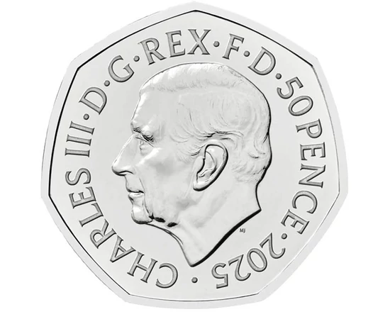 50 pence Charles al III-lea val.nom.  cupru nichel 8 g Marea Britanie 2025