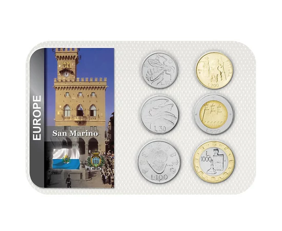 10, 50, 100, 200, 500, 1000 lire, ,  , 0, San Marino, 1974-1997