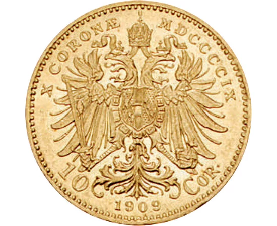 10 coroane Francisc Iosif aur 1909 Monarhia Austro-Ungară