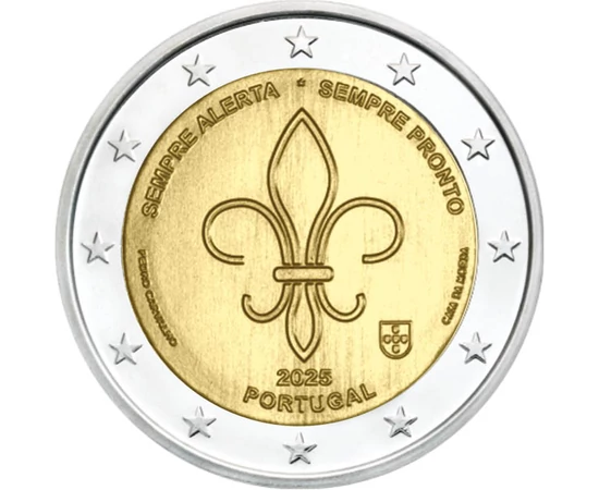 2 euro, Emblema cercetaşilor - crinul, , cupru, nichel, 8,52 g, Portugalia, 2025