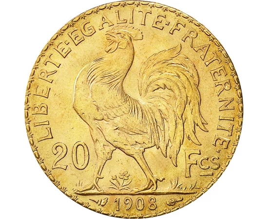 20 franci Cocoşul galic   aur de 900/1000 645 g Franţa 1899-1914