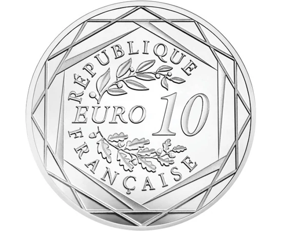 10 euro Coroană laur şi stejar hexag. val.nom. argint de 333/1000 13 g Franţa 2025