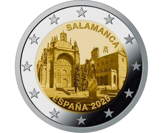 2 euro, Oraşul vechi din Salamanca, patr.mondial, cupru, nichel, 8,52 g, Spania, 2025
