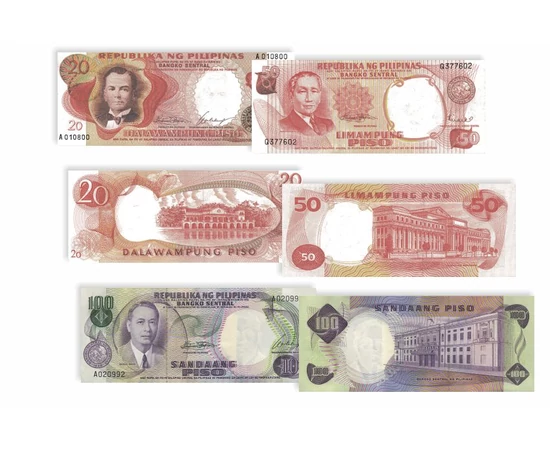 5, 10, 20, 50,100 peso, ,  , , Insulele Filipine, 1969