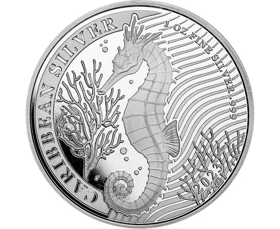 BAR/ 1 dolar, Căluţ de mare,Ag,2023, Barbados