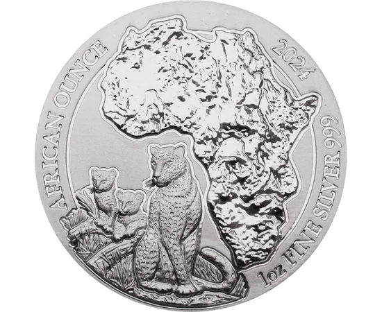 RUAN/ 50 franci, Leoparzi, 1uAg, 2024, Ruanda