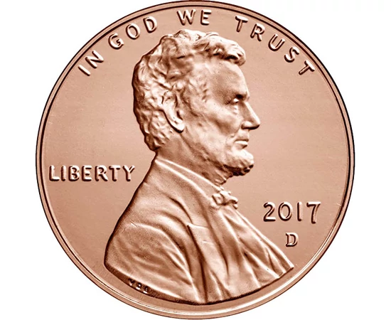 1 cent, Portretul lui Lincoln, , cupru, nichel, 2,5 g, SUA, 2017