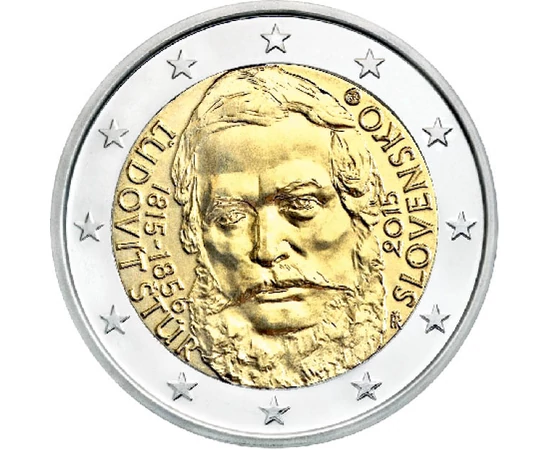 2 euro, Ľudovít Štúr, , cupru, nichel, 8,5 g, Slovacia, 2015