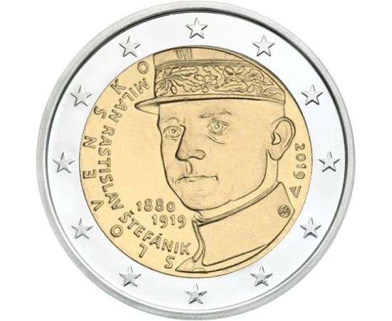 2 euro, Milan R. Štefanik, , cupru, nichel, 8,5 g, Slovacia, 2019
