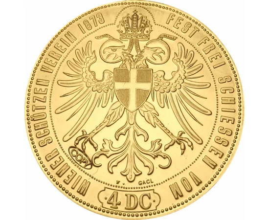  4 ducaţi,pl.aur,1873 , replică, Monarhia Austro-Ungară
