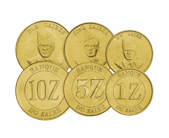 1, 5, 10 zaire, ,  , 0, Zaire, 1987-1988