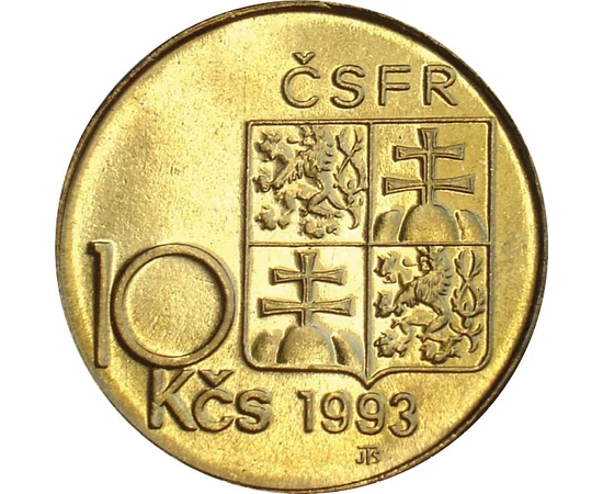 10 coroane Stemă   cupru nichel placat cu aur 77 g Republica Federală Cehă și Slovacă 1991-1993
