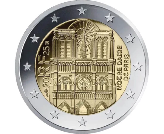 2 euro, Faţada catedralei Notre-Dame, , cupru, nichel, 8,52 g, Franţa, 2025