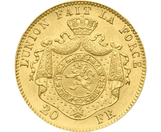  20 franci Leopold II 1866-1882 Belgia