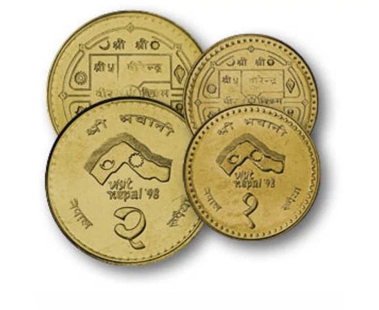 1, 2, 5, 10 rupii, ,  , 0, Nepal, 1997