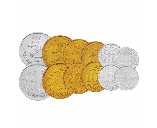 1, 5, 10, 20, 50 penni, 1 markka, ,  , 0, Finlanda, 1963-1990