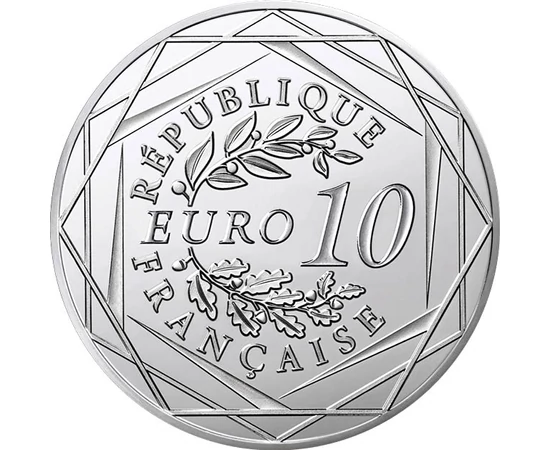 10 euro Coroană de laur-stejar formă hexagonală argint de 333/1000 13 g Franţa 2025