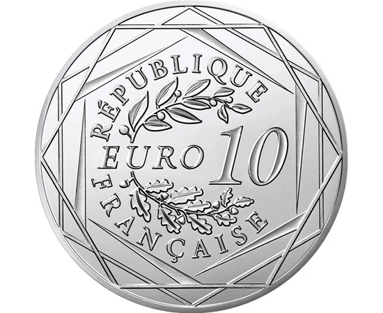 10 euro Coroană de laur-stejar formă hexagonală argint de 333/1000 13 g Franţa 2025