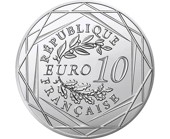10 euro Coroană de laur-stejar formă hexagonală argint de 333/1000 13 g Franţa 2025