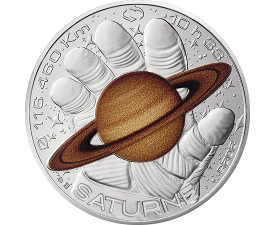 10 euro, Saturn pe mănuşii astronautului, , argint de 333/1000, 13 g, Franţa, 2025