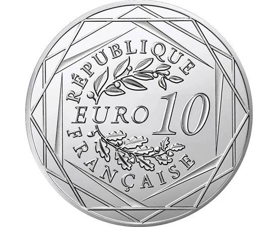 10 euro Coroană de laur-stejar formă hexagonală argint de 333/1000 13 g Franţa 2025