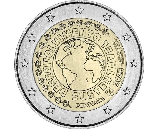 2 euro, Dezvoltare durabilă, Glob, , cupru, nichel, 8,52 g, Portugalia, 2025