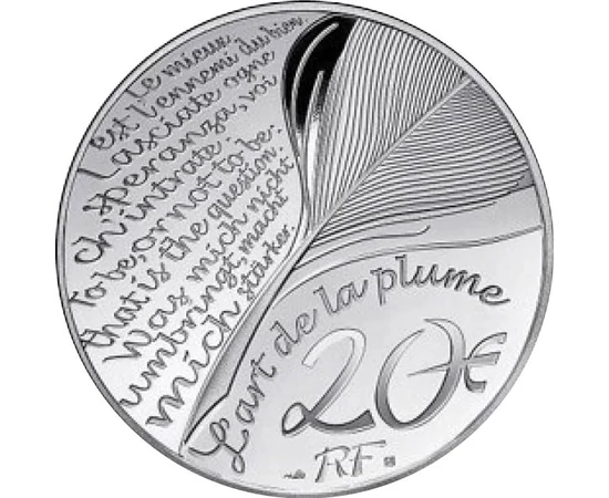 20 euro Pene de pasăre text val.nom.  argint de 999/1000 311 g Franţa 2026