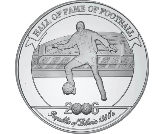 2000 şilingi, George Weah în stadion, , argint de 350/1000, 26 g, Uganda, 2006