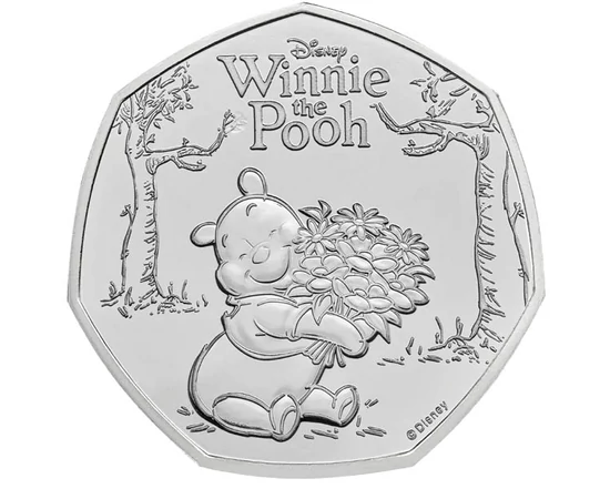 0,5 lire, Winnie-the-Pooh cu un buchet de flori, cupru, nichel, 8 g, Marea Britanie, 2026