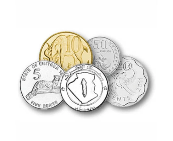 1 dinar 5 cenţi 10 santims 20 cenţi 50 piaştrii    0 Algeria Eritrea Etiopia Sud de Sud Swaziland 1977-2015