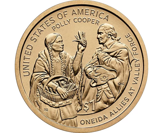 1 dolar, Polly Cooper şi George Washington, cupru, nichel, 8,1 g, SUA, 2026