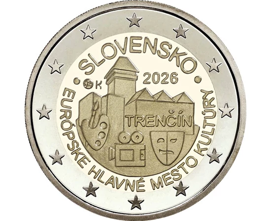 2 euro, Castelul Trenčín, paletă, mască, , cupru, nichel, 8,52 g, Slovacia, 2026