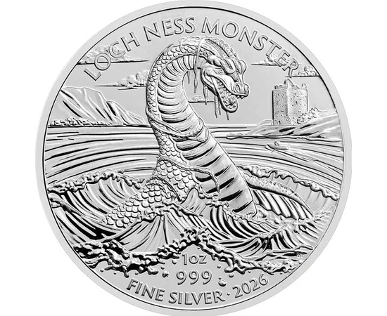 2 lire, Monstrul din Loch Ness, , fineţe, argint de 999/1000, 31,1 g, Marea Britanie, 2026